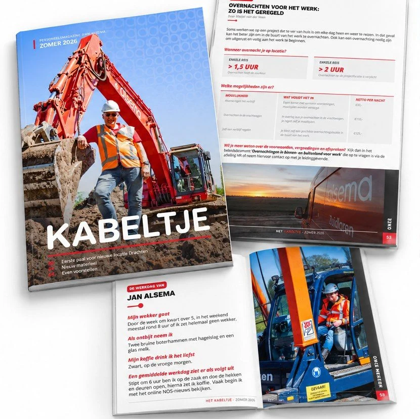 Vormgeving voorbeeld - Alsema personeelsblad mockups